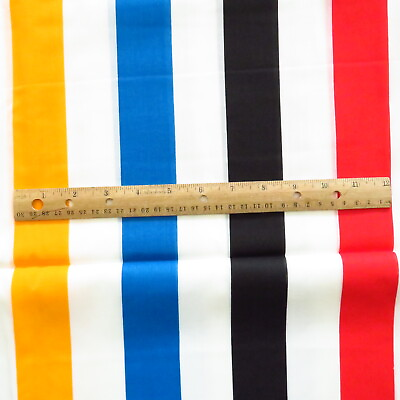 #ad Vintage 1990s Stripe Fabric Multicolor Cotton Blend BTY