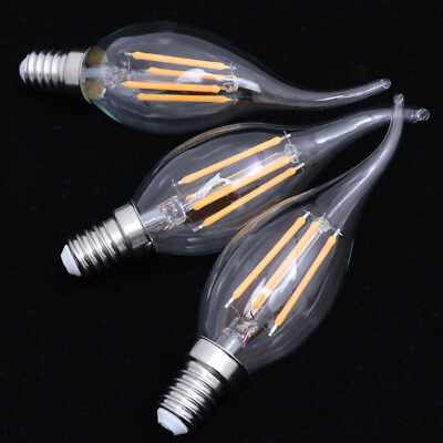 #ad 3 Pcs E14 Dimmable LED Filament Bulbs for Light Fixture Flame Candle Chandelier