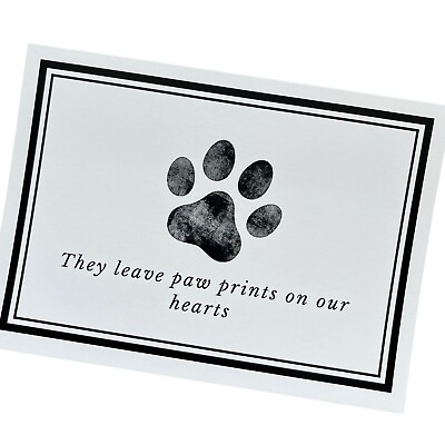 #ad 16 Paw Print Pet Sympathy Cards with Envelopes 4.25 X 6 Inches