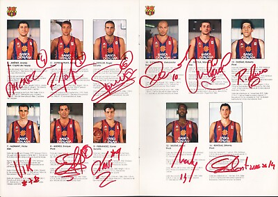 #ad 1997 8 FC Barcelona basketball ALL team SIGNED Program Aleksander Djordjevic
