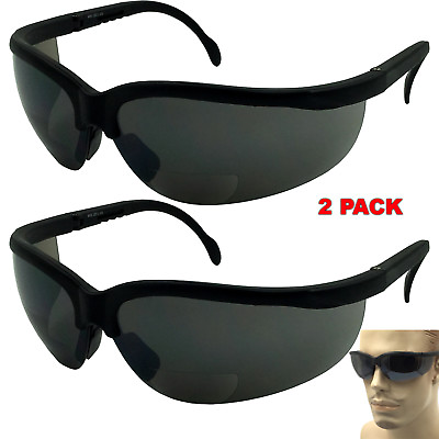 #ad 2 Pack LOT Bifocal Vision Safety Reader Reading Glasses Sunglasses Reflective 2