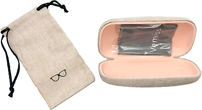 #ad Vemiss Hard Shell Eyeglasses Sunglasses Glasses Case Linen Fabrics Large Khaki