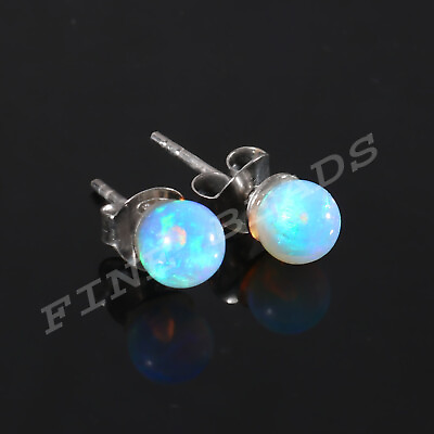 #ad Ethiopian Opal Jewelry October Birthstone Stud Earrings Handmade Gemstone J 446