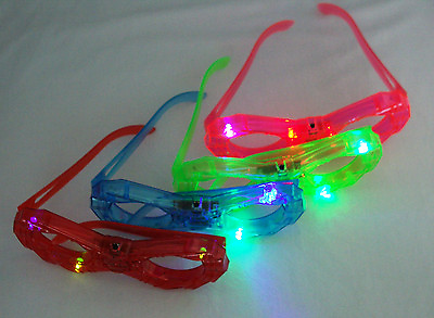 #ad 24 pcs Blinking Eyeglasses Multi Color LED Light Up Flashing Novelty Eye Glasses