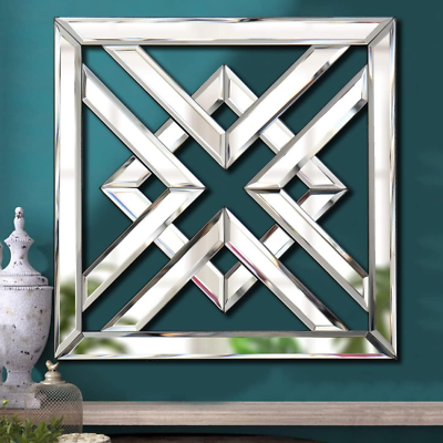 #ad Silver Mirrored Wall Decor 16X16” Decorative Mirror Modern Fashion DIY Wall Moun