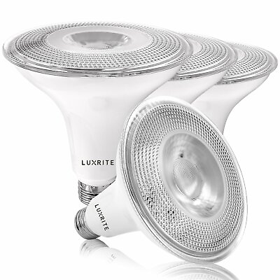 #ad Luxrite 4 Pack LED PAR38 Flood Light Bulb Warm White 15W Dimmable Wet Rated $31.95