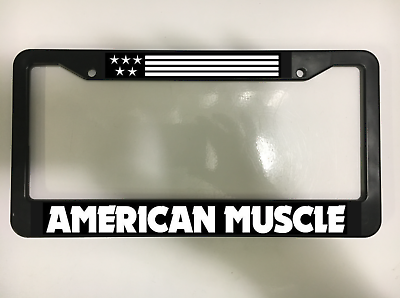 #ad American Muscle V8 HotRod Street Racer USA Octane Gas Black License Plate Frame