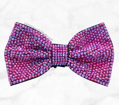 #ad Bling Bow Tie AUSTRIAN CRYSTALS Custom Mens Bedazzled Any Color Wedding Pink Red