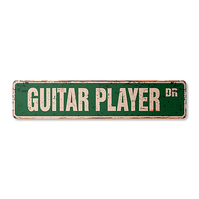 #ad GUITAR PLAYER Vintage Street Sign Metal Plastic band case pick rock roll