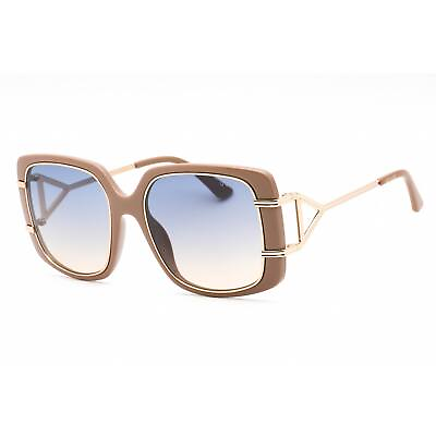 #ad Guess Women#x27;s Sunglasses Full Rim Shiny Beige Plastic Rectangular GU7854 57W