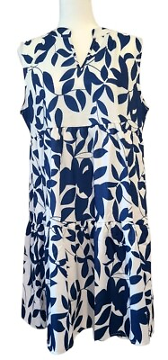 #ad Blue And White Summer Dress Womens Size XL