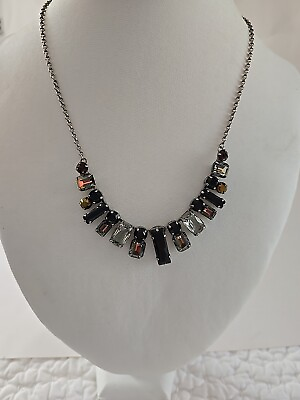 #ad Sorrelli Designer Necklace Multi Color Gems 18 22quot; Silver Tone