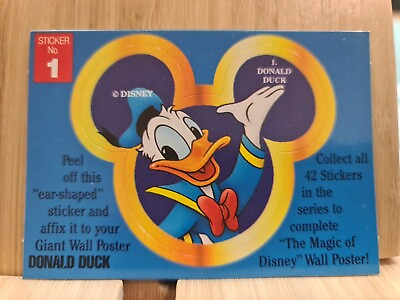 #ad DISNEY EAR SHAPED STICKERS🏆1992 #1 DONALD DUCK🏆FREE POST
