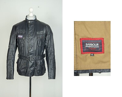 #ad Men#x27;s Barbour International Carbon Triumph Black Field Cotton Jacket Size XL