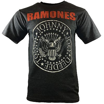 #ad Ramones Men#x27;s HEY HO LET#x27;S GO Blitzkrieg Bop Band T Shirt Charcoal Gray
