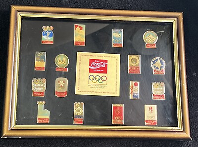 #ad OLYMPIC WINTER GAMES COCA COLA COLLECTOR#x27;S SERIES PINS IN FRAME 16th ANNIVERSARY