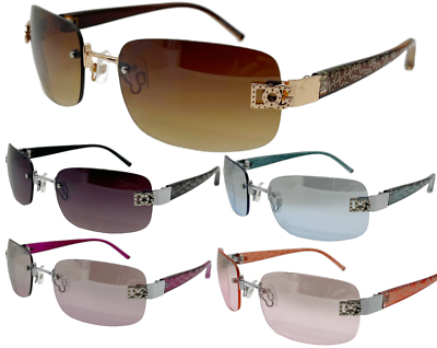 #ad NEW Womens Wrap Rimless Designer Fashion Sunglasses Oval Retro Shades #7024 $10.99