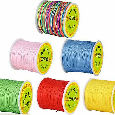 #ad 50 Meters Nylon String Chinese Knotting Thread 0.8mm Braid Rattail Cord Rope