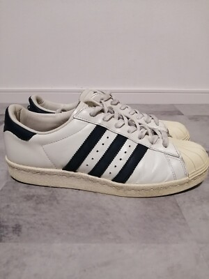 #ad US 8 adidas Adidas Superstar 80s B25964 26cm White Sneakers Leather Navy Super