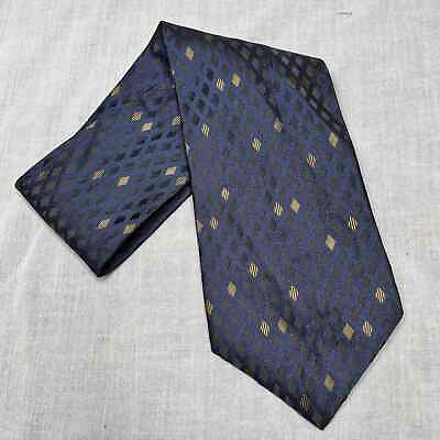 #ad Donna Karen Blue and Yellow Geometric Silk Men#x27;s Necktie