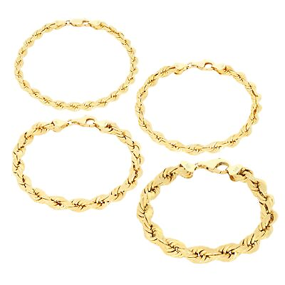 #ad 10K Yellow Gold 2mm 10mm Diamond Cut Rope Chain Bracelet Men Women 7quot; 7.5quot; 8quot; 9quot;