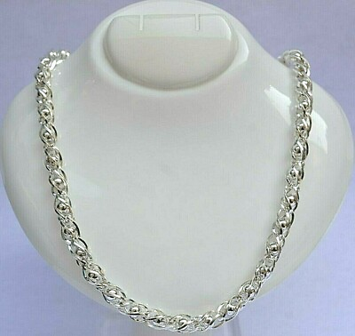#ad 31 grams MEN#x27;S HOLLOW DESIGNER CHAIN NECKLACE in 925 STERLING SILVER JEWELRY