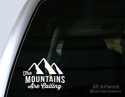 #ad The Mountains Are Calling Outdoors Quote Vinyl Decal Sticker Car Truck RV