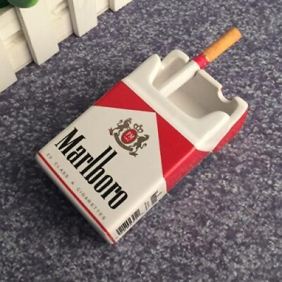 #ad Marlboro Gold Creative Ceramic Cigarette Pack Shape Ashtray Smoke