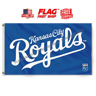 #ad Royals Kansas City Flag 3x5 FT Baseball KC Royal Logo w Grommets FREE Shipping