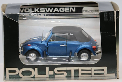 #ad Vintage Poli Steel Volkswagen Cabriolet 1:25 Scale DieCast Car MADE IN ITALY