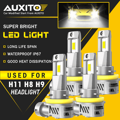 #ad 9005 9006 H11 LED Headlight Super Bright Bulbs Kit 6500k White 26000LM High Low