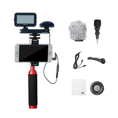 #ad PV 2 Smartphone Video Kit with Grip Rig Omnidirectional Microphone LED Ligh...