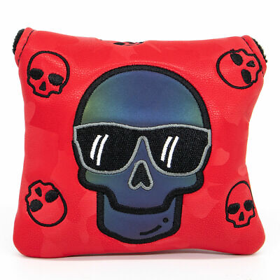 #ad Sunglasses Skull Square Mallet Golf Putter Cover Magnetic Durable Headcover Red