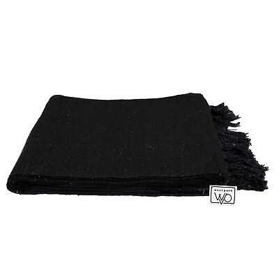 #ad Mexican Blanket Black Solid Yoga Prop Thick amp; Soft Handmade Serape Throw Falsa