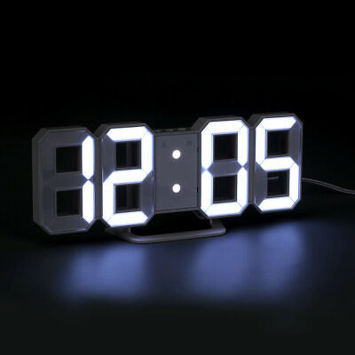 #ad Digital 3D LED Wall Desk Alarm Clock Snooze 8.9inch USB Brightness Adjustable