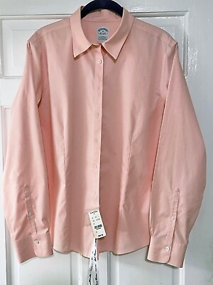 #ad Brooks Brothers Womens Pink Button down Shirt Blouse Size 14 NWT Ret $98.50