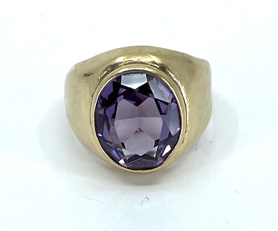 #ad 10k Yellow Gold Amethyst Ring Size 4.75