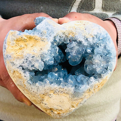 #ad 5.86LB Natural blue celestite geode quartz crystal mineral specimen healing