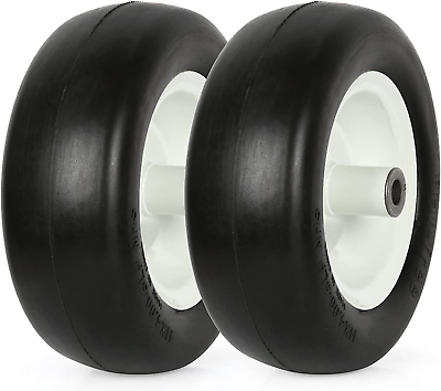 #ad 11x4.00 5 Flat Free Lawn Mower Tires with Rim 5quot; Centered Hub 3 4quot; or 5 8quot;