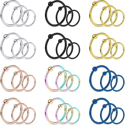 #ad 925 Sterling Silver Nose Rings Hoops for Women Men 316L Surgical Lip Septum Ring