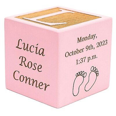 #ad Personalized Wood Baby Birth Block Laser Engraved New Baby Gifts Unique