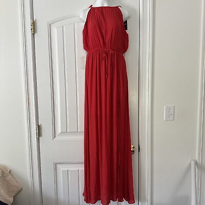#ad Red Chiffon Maxi Dress M Forever 21 New
