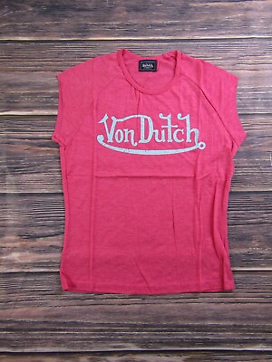 #ad Von Dutch NEW Womens Medium Pink Short Sleeve Raglan Tee T Shirt Top
