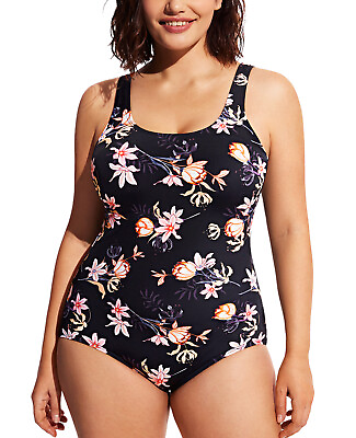 #ad DELIMIRA Women#x27;s One Piece Swimsuit Modest Plus Size Bathing Suit
