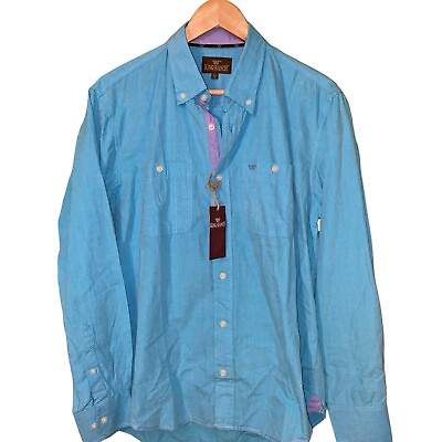 #ad King Ranch Shirt Mens Brown Button Down Rancher Rodeo Teal Purple Size M NWT