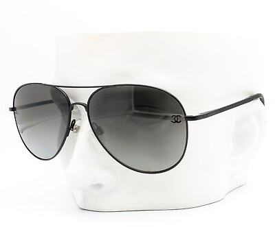 #ad Chanel 4189 T Q 101 T3 Aviator Sunglasses Matte Black Gray Polarized