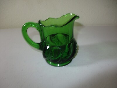 #ad Antique Souvenir EAPG Emerald Green Glass Mini Creamer 3quot;