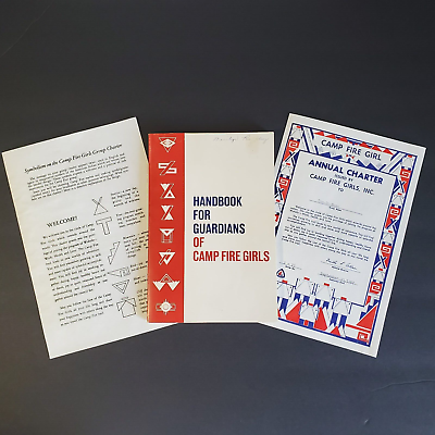 #ad Vtg 1963 Camp Fire Girls Guardian Handbook Guide amp; #x27;67 Tan Da Rosa Charter