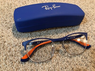 #ad Junior Kids Ray Ban Eyeglass Frames RB 1054 Blue and Orange 47 16 130