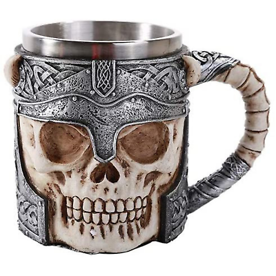 #ad Warrior Helmet Skull Beer Stein Tankard Skulls Gothic Décor Gift 13oz